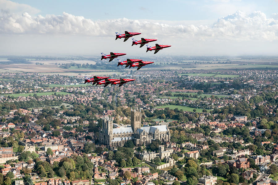 Red Arrows over Lincoln Digital Art by Gary Eason