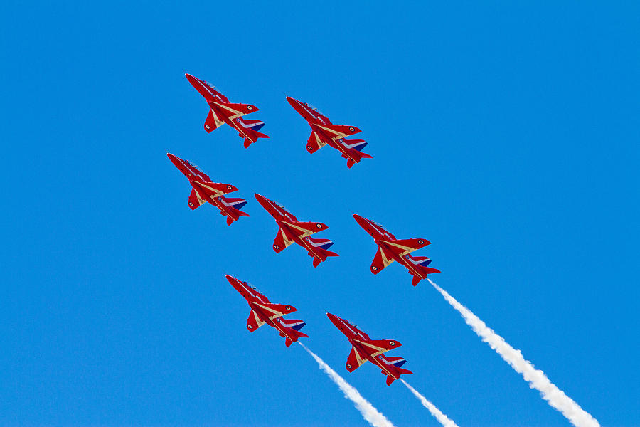 Red Arrows teamwork in action Photograph by Charlesy - Fine Art America