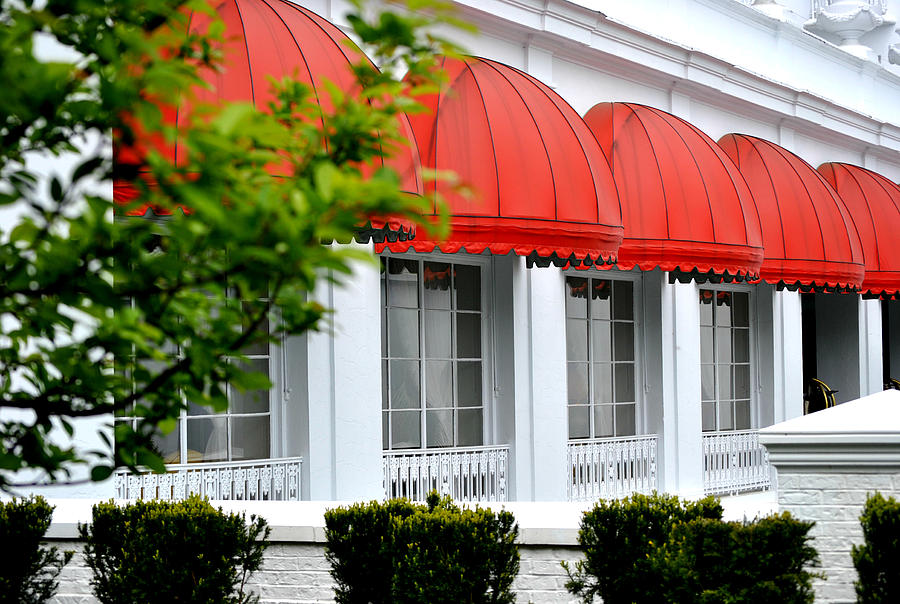 Red Awnings At The Greenbrier Photograph