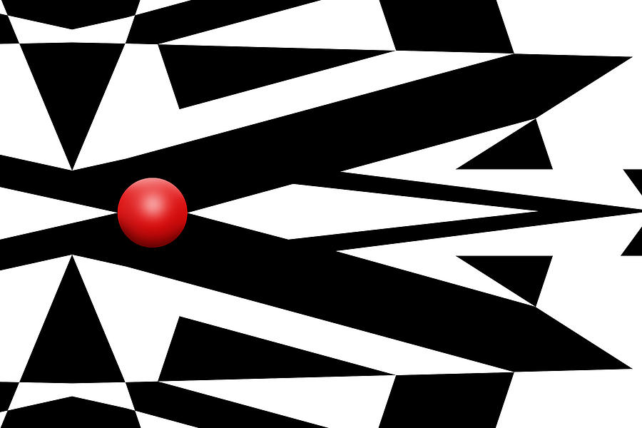 Abstract Digital Art - Red Ball 27 by Mike McGlothlen