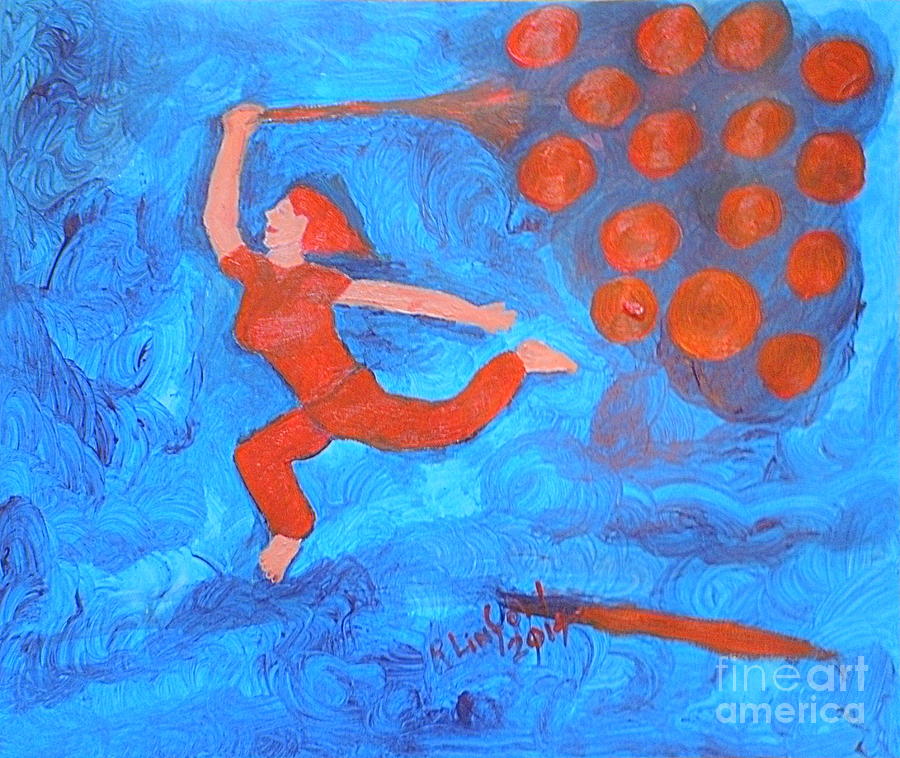 Red Balloon Dance Painting by Richard W Linford