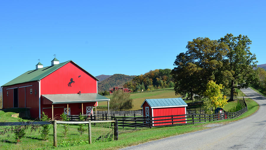Red Barn And Country Road Photograph by Cathy Shiflett