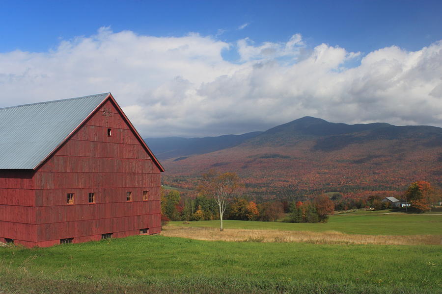 Red Barn and Mount Abraham Vermont Green Mountains Photograph by John ...