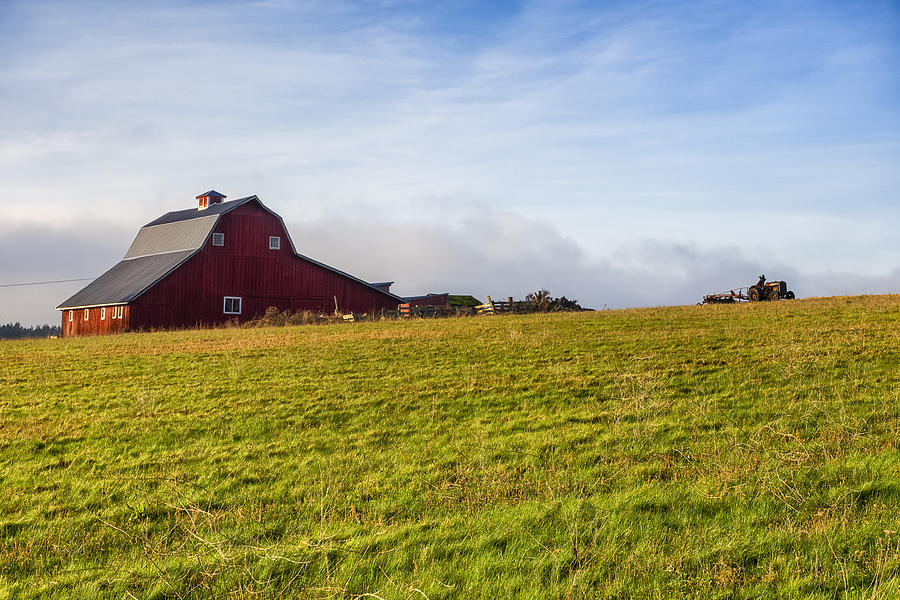 Red Barn and Tractor Photograph by Kyle Wasielewski