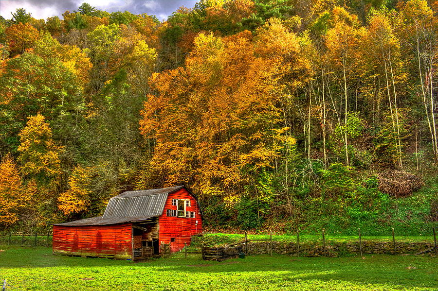 Red Barn Autumn Brevard North Carolina Photograph by Reid Callaway