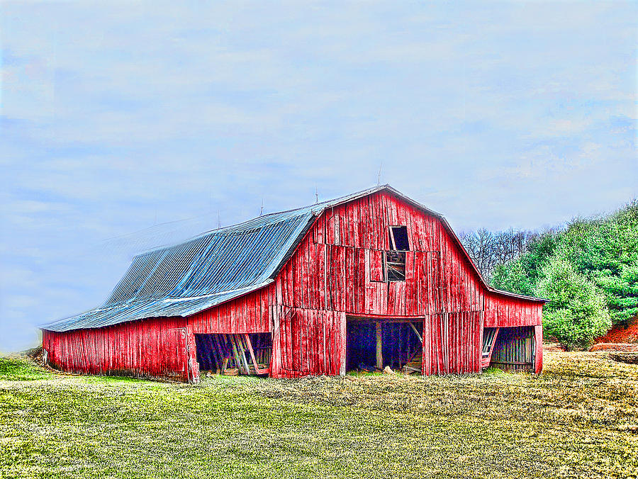 Horse Photograph - Red Barn by M Three Photos