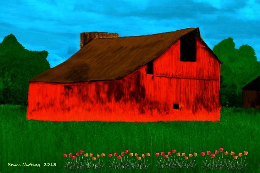 Red Barn Painting by Bruce Nutting