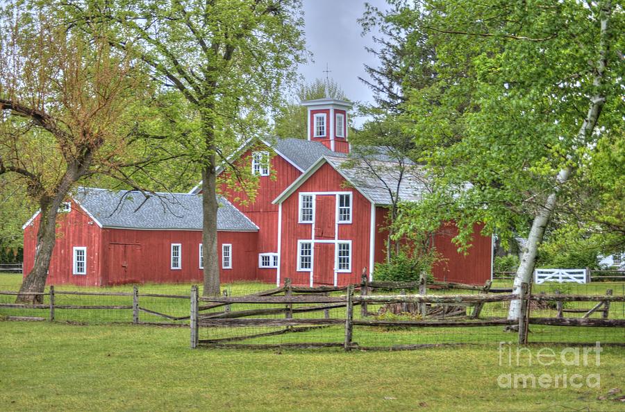 Horse Photograph - Red Barn Complex by Marcel  J Goetz  Sr