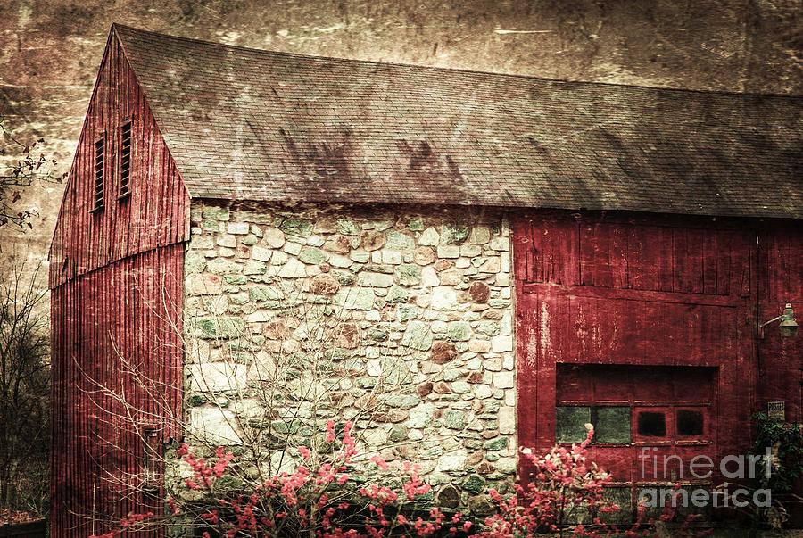 Red Barn Enhanced Photograph by Judy Wolinsky