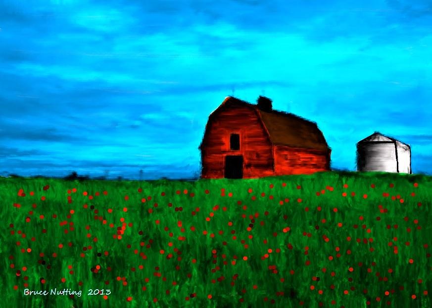 Red Barn in a Field Painting by Bruce Nutting