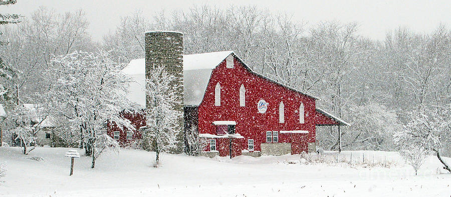 Red Barn in Snow Photograph by Jack Schultz