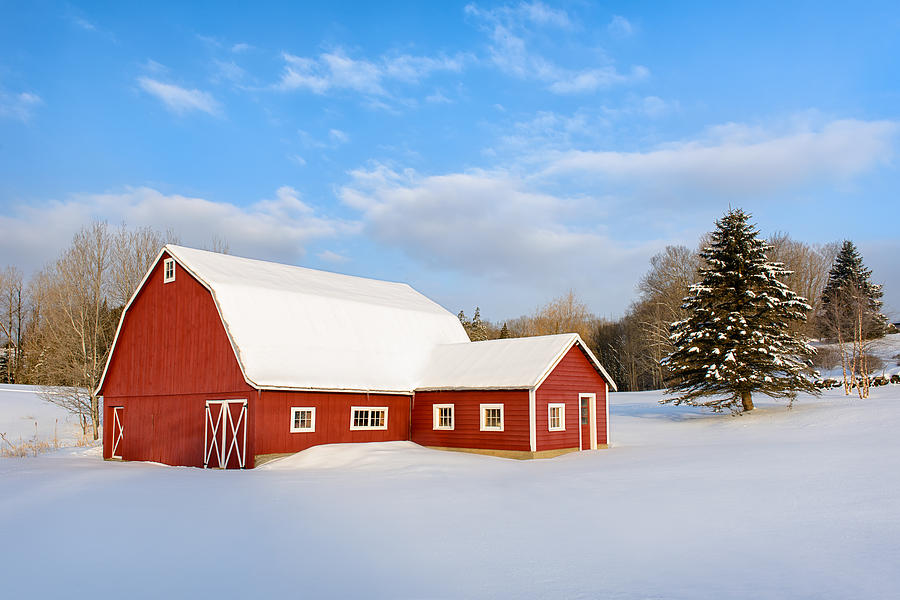 Red Barn In Snow Photograph by Michael Blanchette