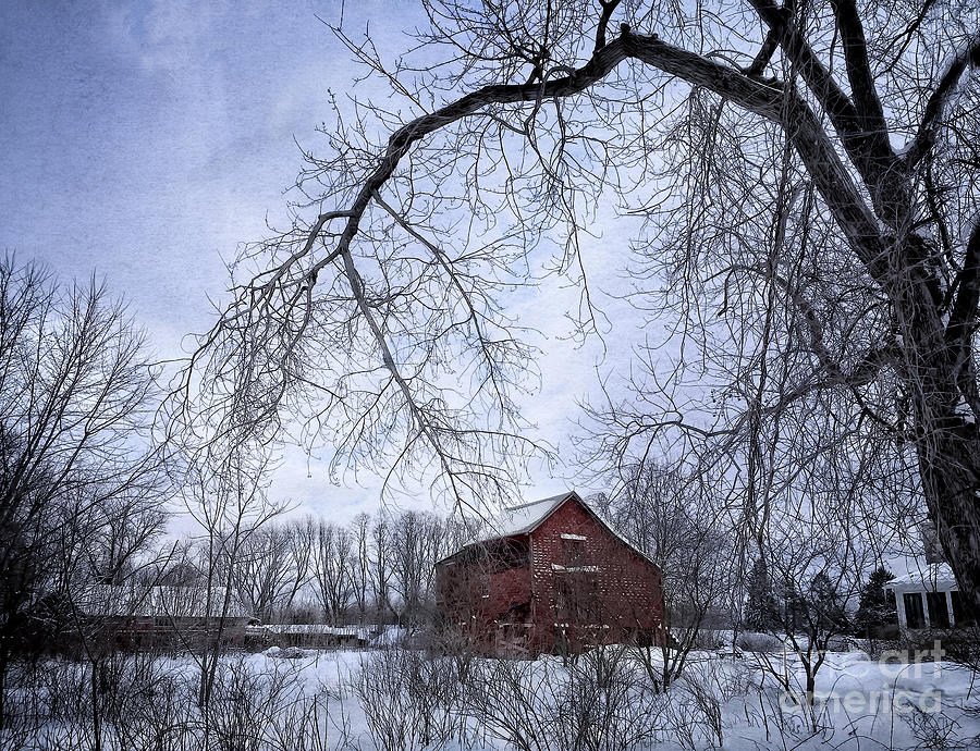 Red Barn in the Snow Photograph by HD Connelly