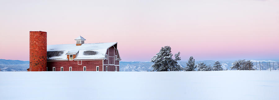Red Barn in the Snow Photograph by Ronda Kimbrow
