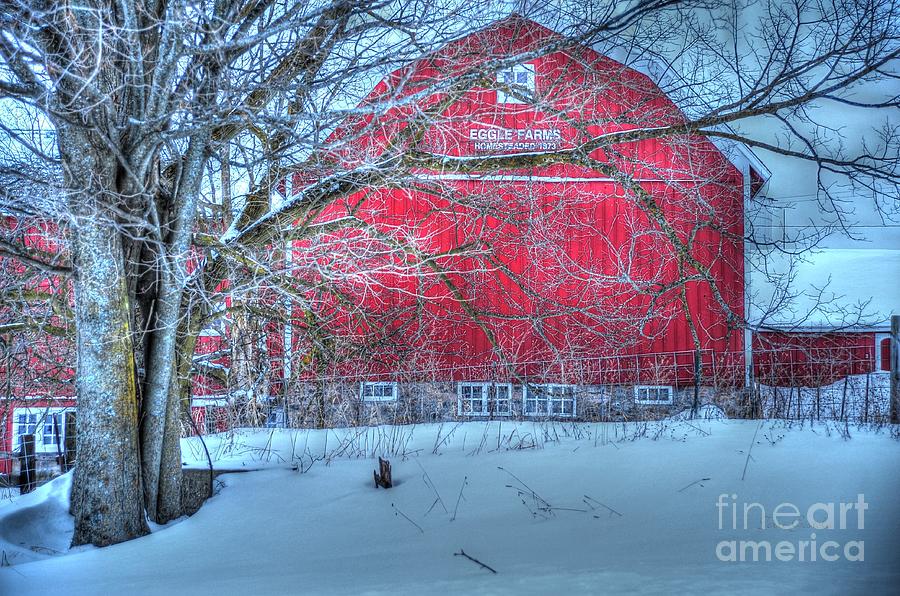 Red Barn in Winter Photograph by Terri Gostola