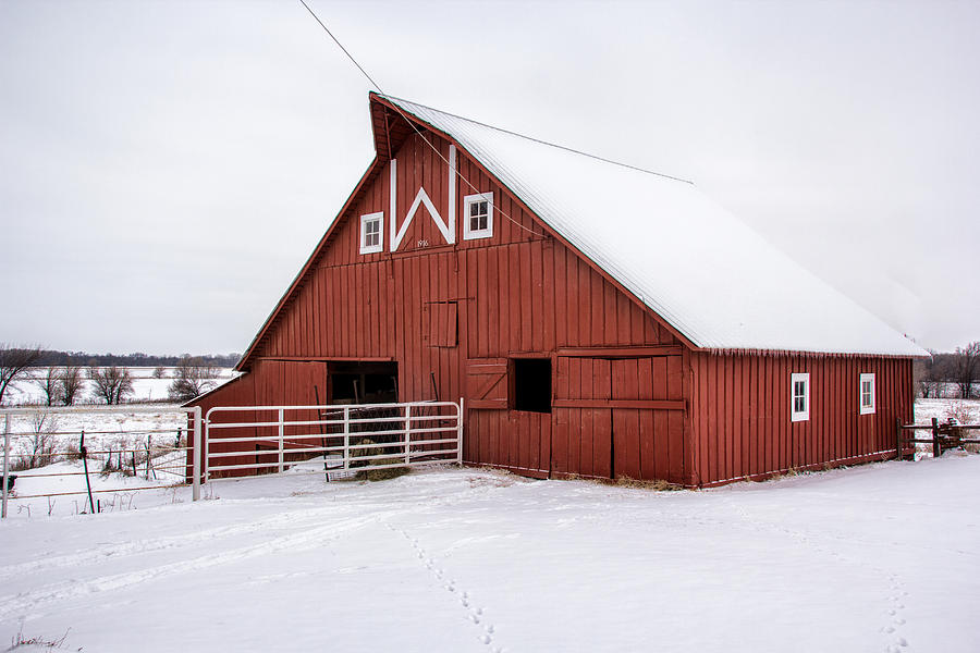 Winter Photograph - Red Barn by Jay Stockhaus