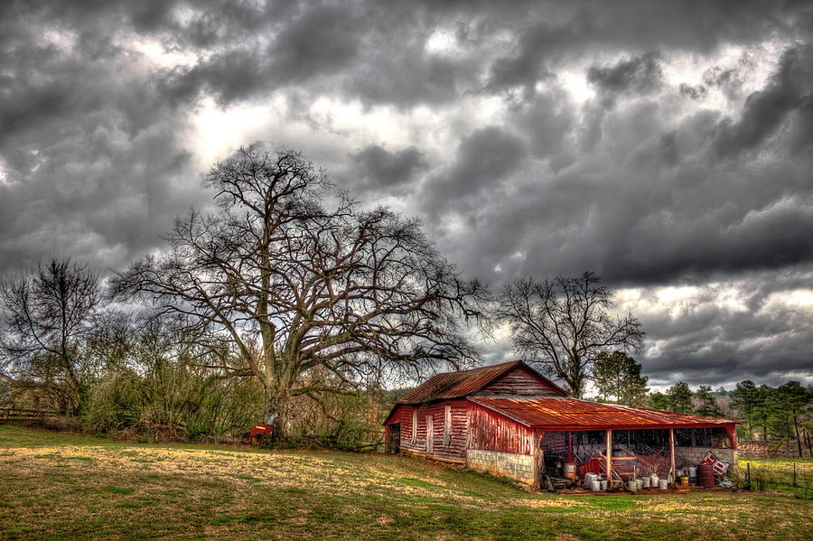 Sunset Photograph - Red Barn on The Boswell Farm by Reid Callaway