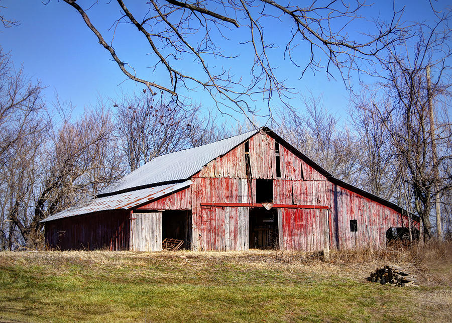 Nature Photograph - Red Barn on the Hill by Cricket Hackmann