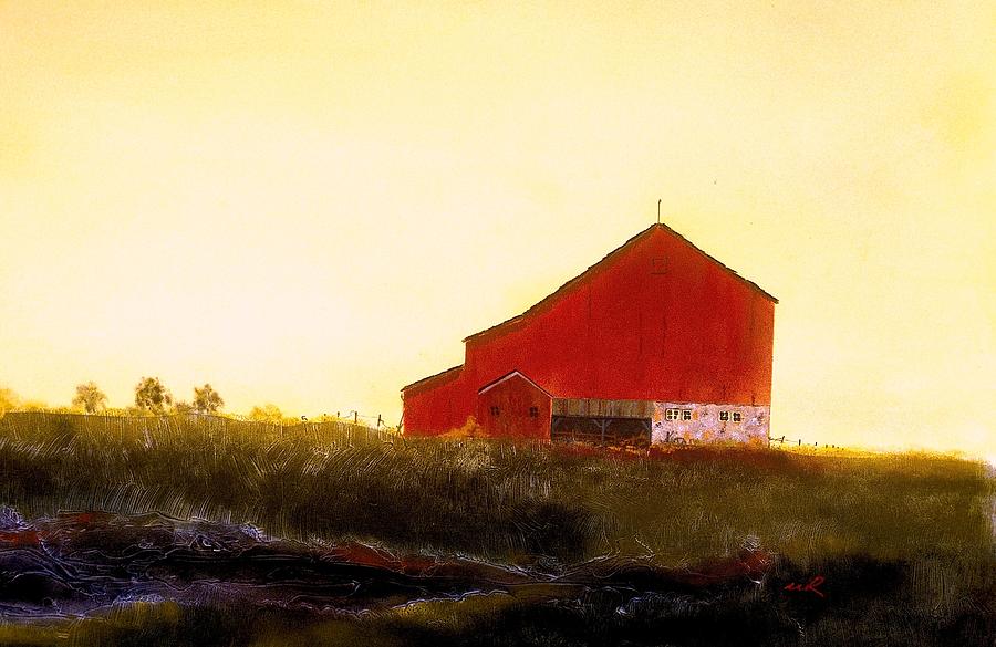 Red Barn on the Rocks Painting by William Renzulli