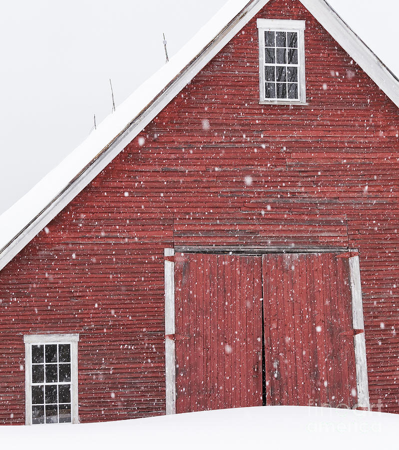 Red Barn Snowfall Photograph by Alan L Graham