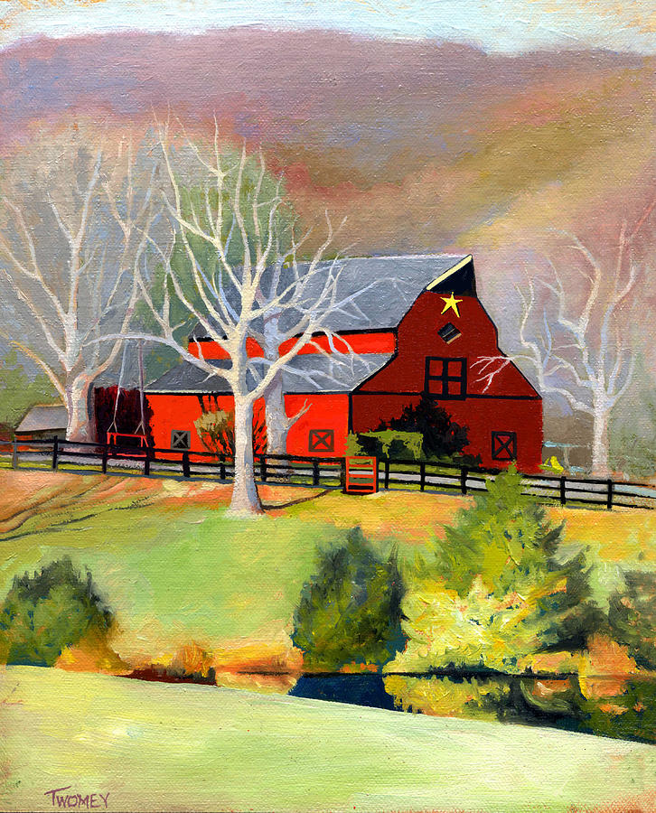 Red Barn Star  Painting by Catherine Twomey