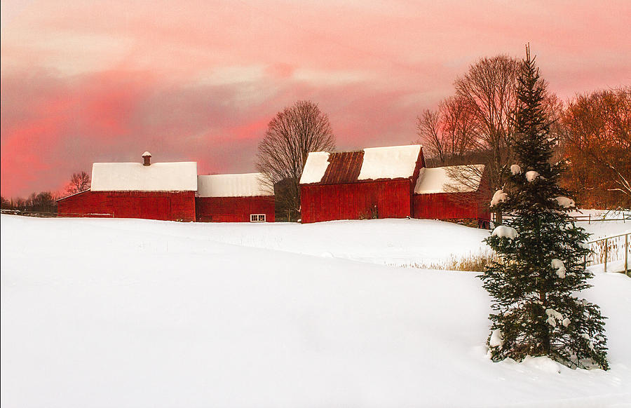 Barn Photograph - Red Barn Sunset by John Vose
