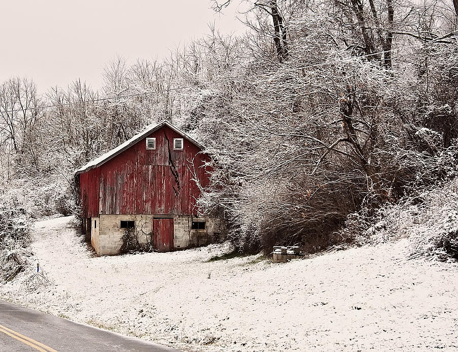 Landscape Photograph - red barn West Virginia by Flees Photos