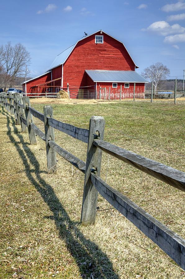 Red Barn with Fence Photograph by Donna Doherty