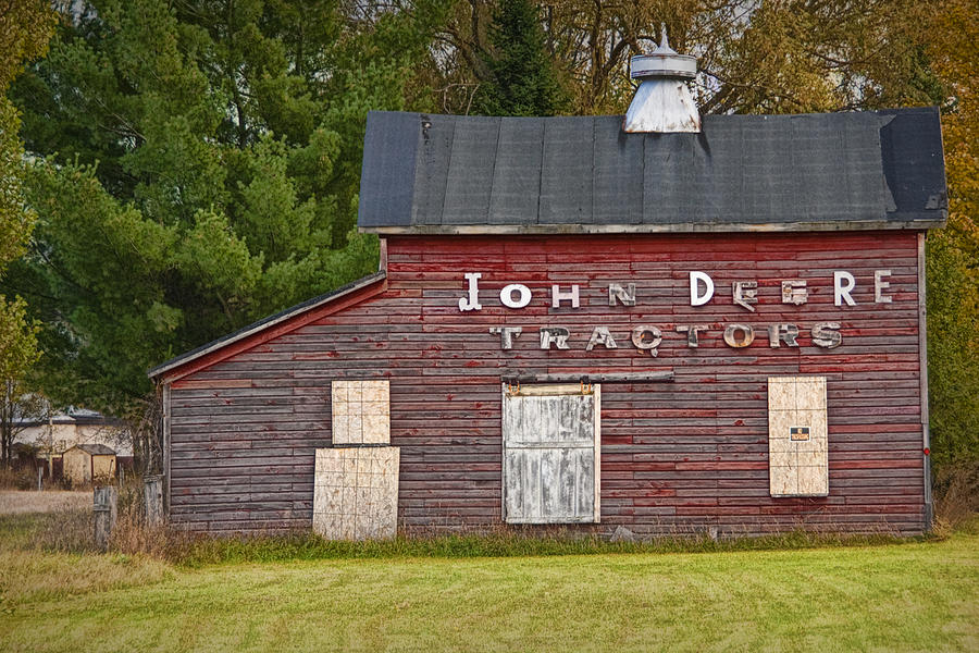 Red Barn With John Deere Tractor Sign Photograph By Randall Nyhof