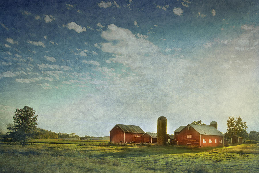 Nature Photograph - Red Barn with Textures by Victoria Winningham