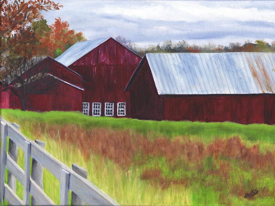 Red Barns at Freehold Painting by Deborah Butts