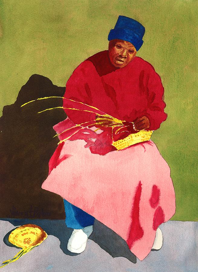 Red Basket Lady Painting by Vincent Bobo - Fine Art America