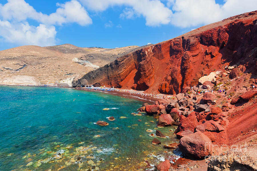 Red beach on Santorini island Greece Photograph by Michal Bednarek
