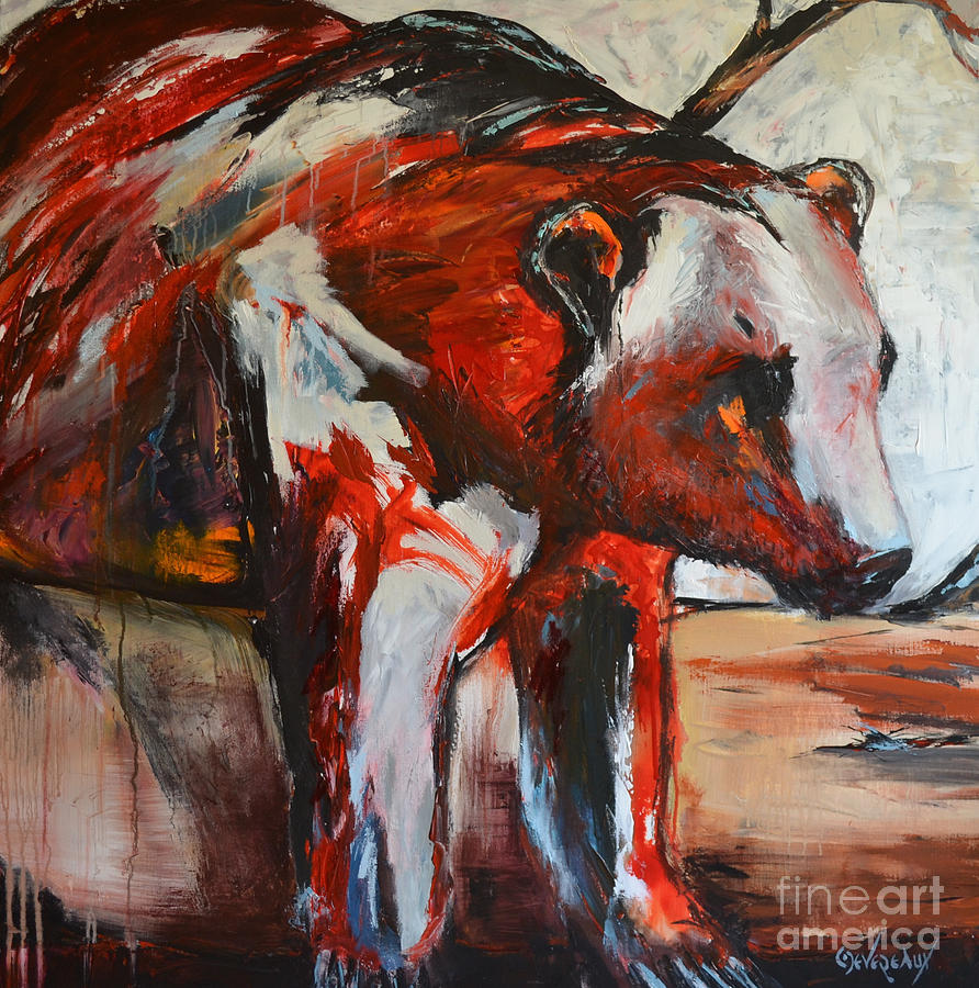 Red Bear Painting by Cher Devereaux