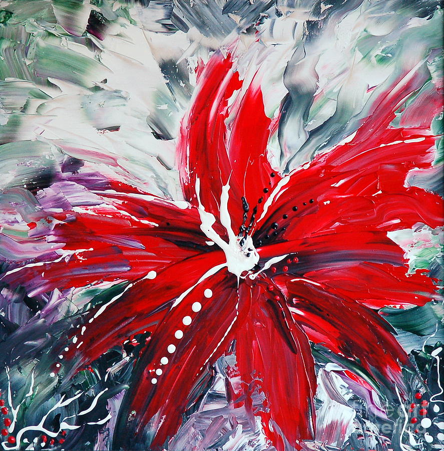 Abstract Painting - Red Beauty by Teresa Wegrzyn