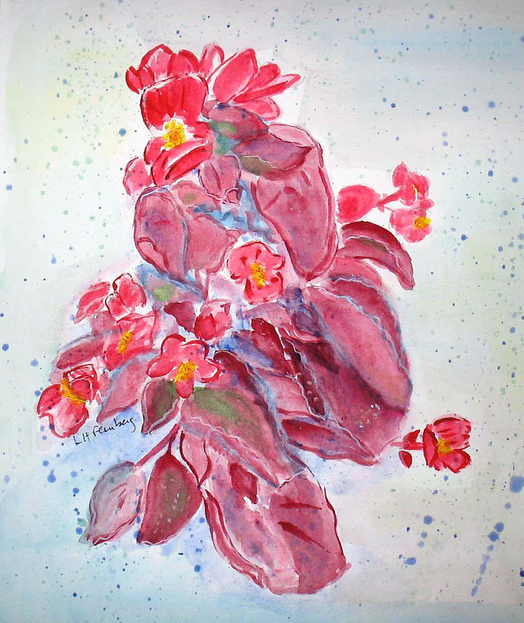 Red Begonias Painting by Linda Feinberg