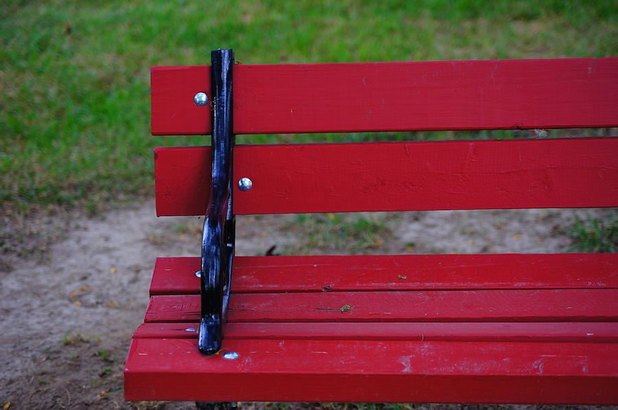 Bench Photograph - Red Bench by Tristan Bosworth