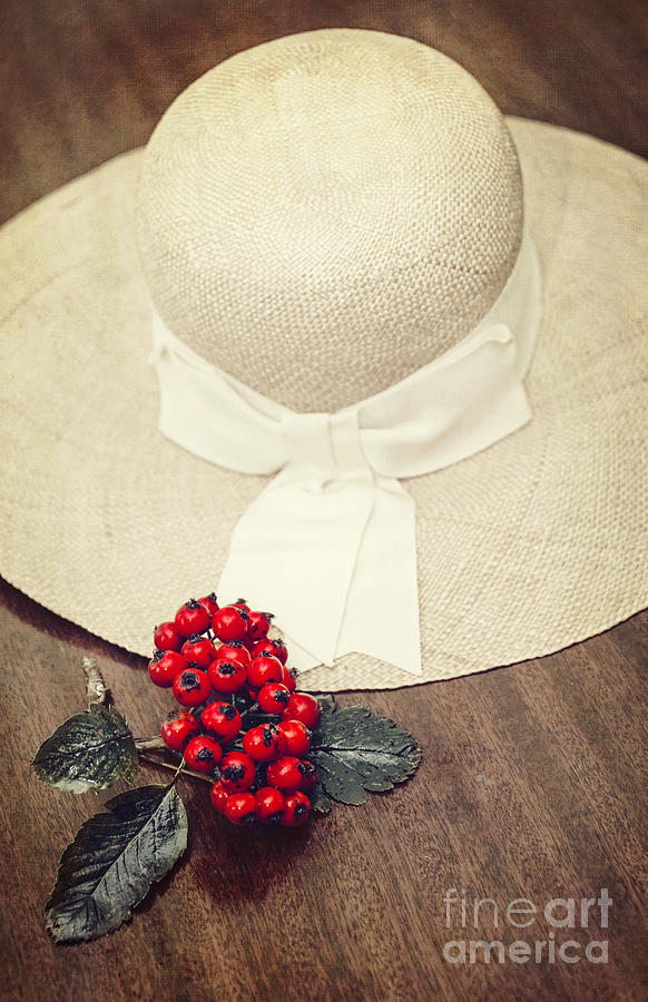 Still Life Photograph - Red Berries and Hat by Svetlana Sewell