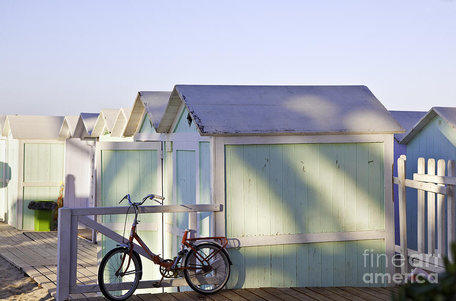 Bicycle Photograph - Red Bicycle at Mondello Beach by Madeline Ellis