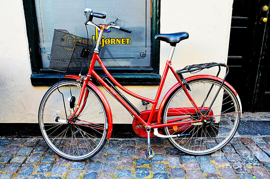 Red Bicycle In Copenhagen Photograph