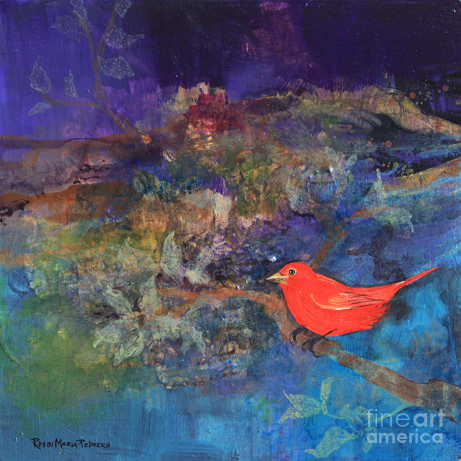 Red Bird Painting - Red Bird by Robin Pedrero