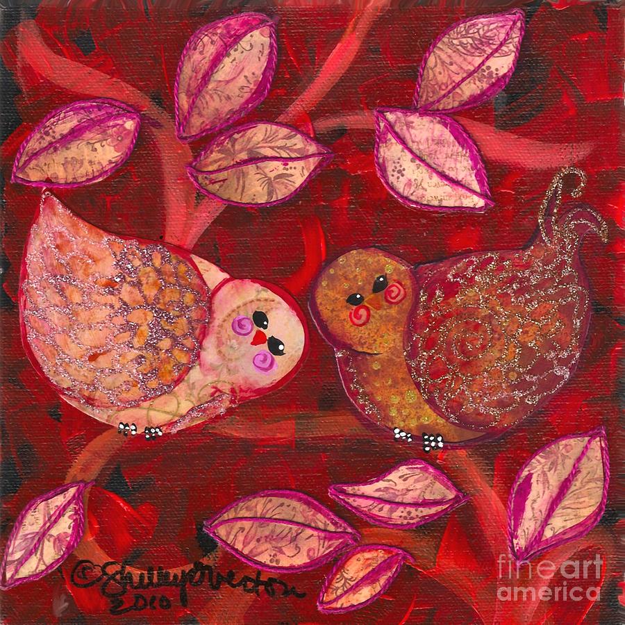 Red Birdys Painting by Shelley Overton