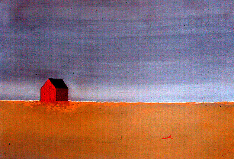 Red Block Barn Painting by William Renzulli