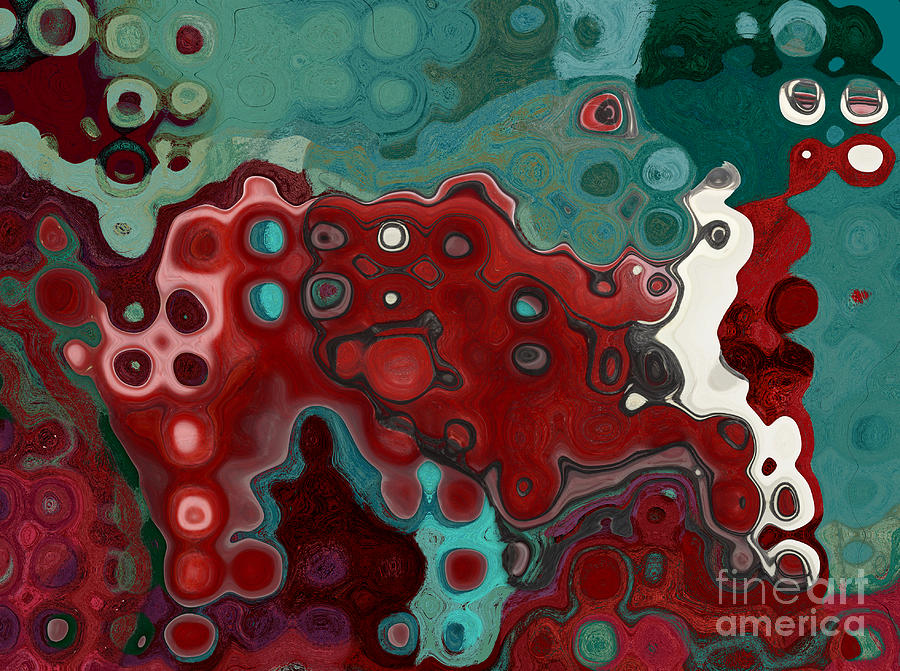 Abstract Digital Art - Red Blue Animal Abstract by Aimelle Ml