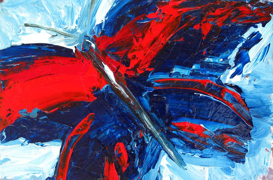 Red Blue Butterfly Painting by Patricia Awapara
