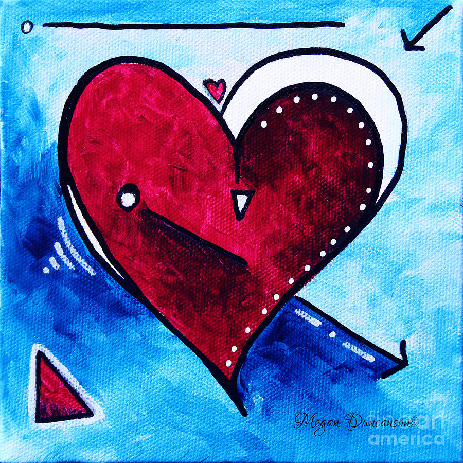 Red Blue Heart Love Painting Pop Art Joy by Megan Duncanson Painting by Megan Aroon