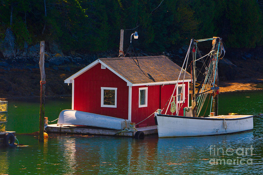 Boat Photograph - Red Boat House by Jerry Fornarotto