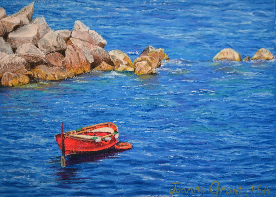 Red Boat Painting by Joanne Grant