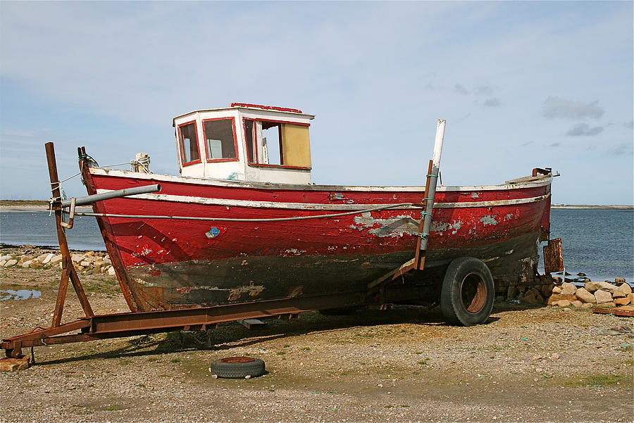 Red Boat on the Aran Island Photograph by Melinda Saminski