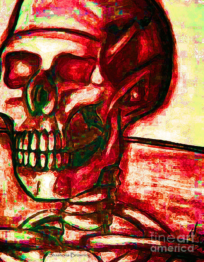 Skull Digital Art - Red Bones by Shashona Browning
